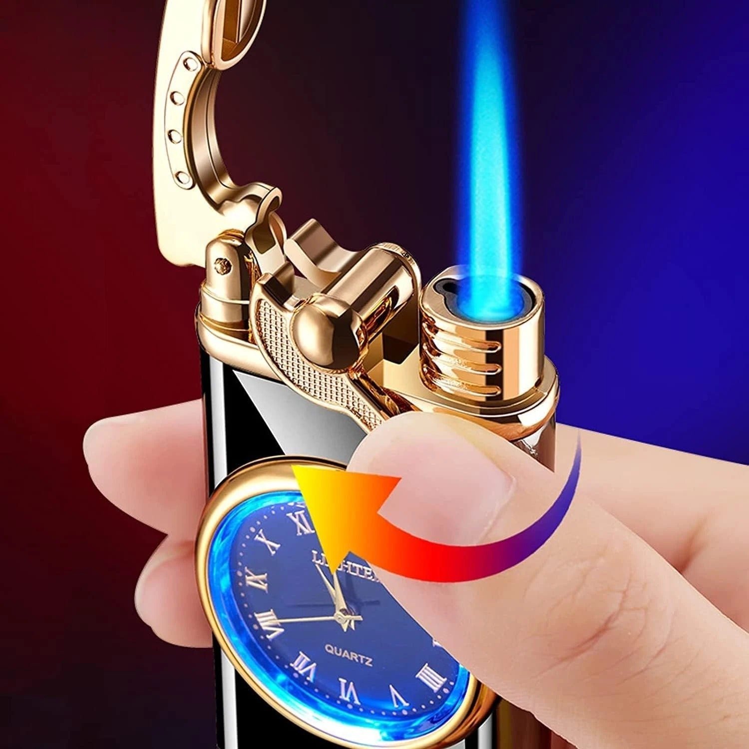 2-in-1 Pocket Lighter with Clock – Refillable Windproof Torch Sturdy Metal Build - Image 5