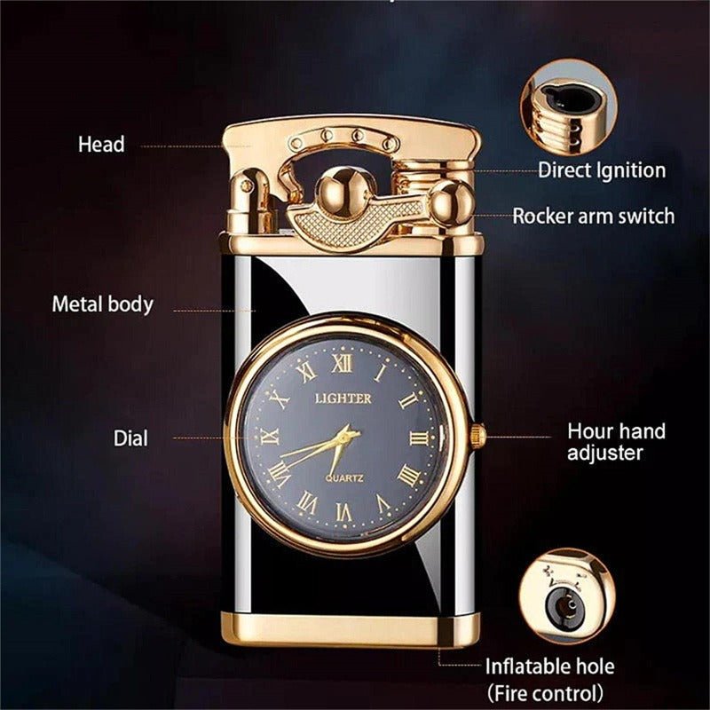 2-in-1 Pocket Lighter with Clock – Refillable Windproof Torch Sturdy Metal Build - Image 10