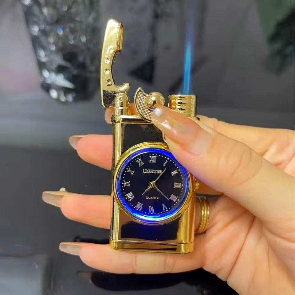 2-in-1 Pocket Lighter with Clock – Refillable Windproof Torch Sturdy Metal Build - Image 2