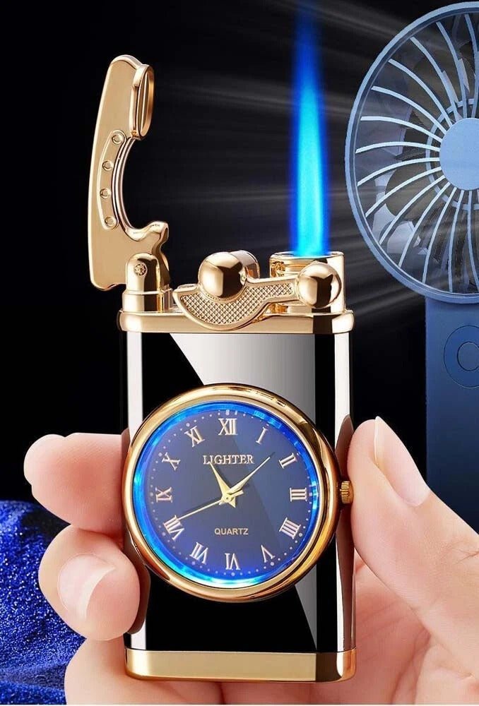 2-in-1 Pocket Lighter with Clock – Refillable Windproof Torch Sturdy Metal Build - Image 6