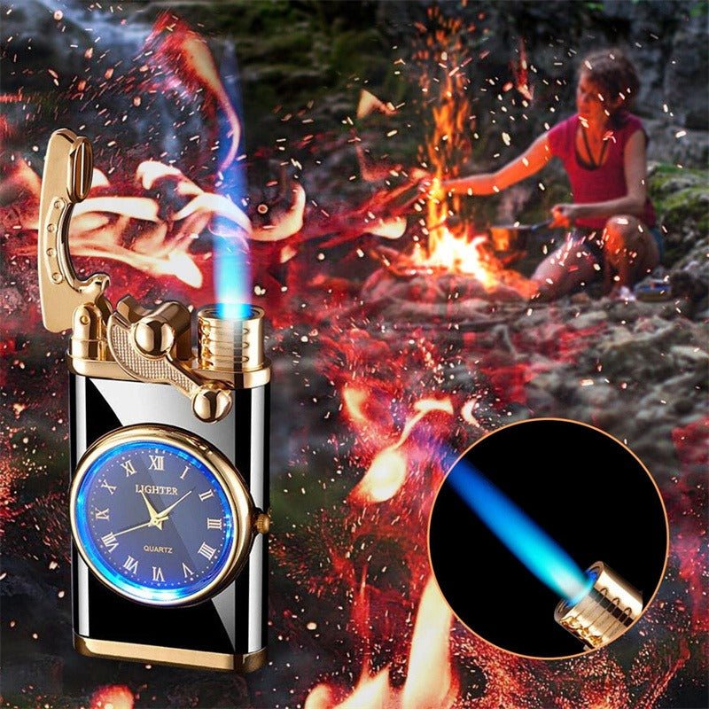 2-in-1 Pocket Lighter with Clock – Refillable Windproof Torch Sturdy Metal Build - Image 4