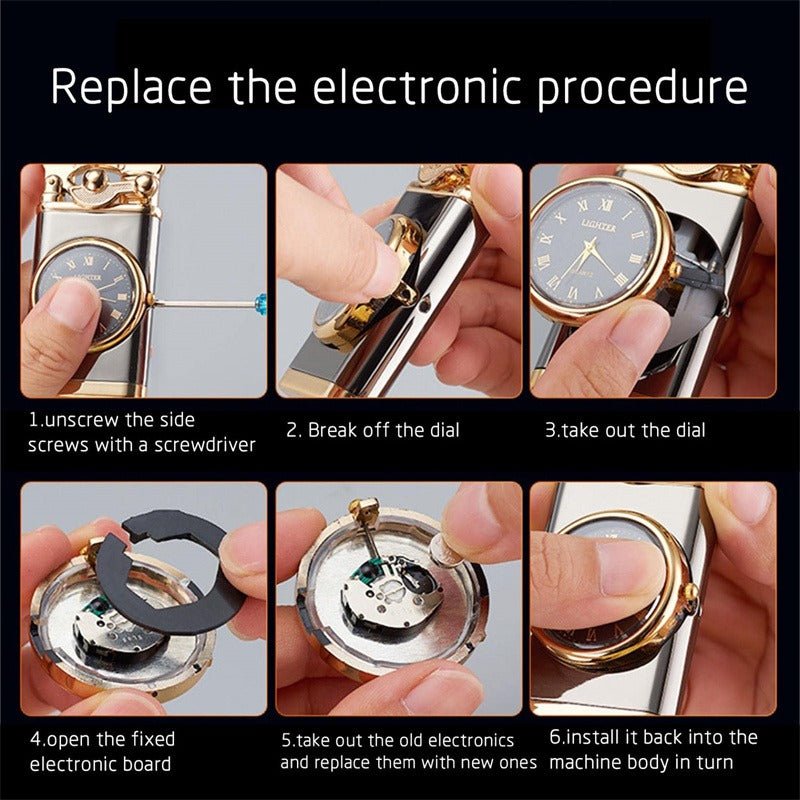 2-in-1 Pocket Lighter with Clock – Refillable Windproof Torch Sturdy Metal Build - Image 9