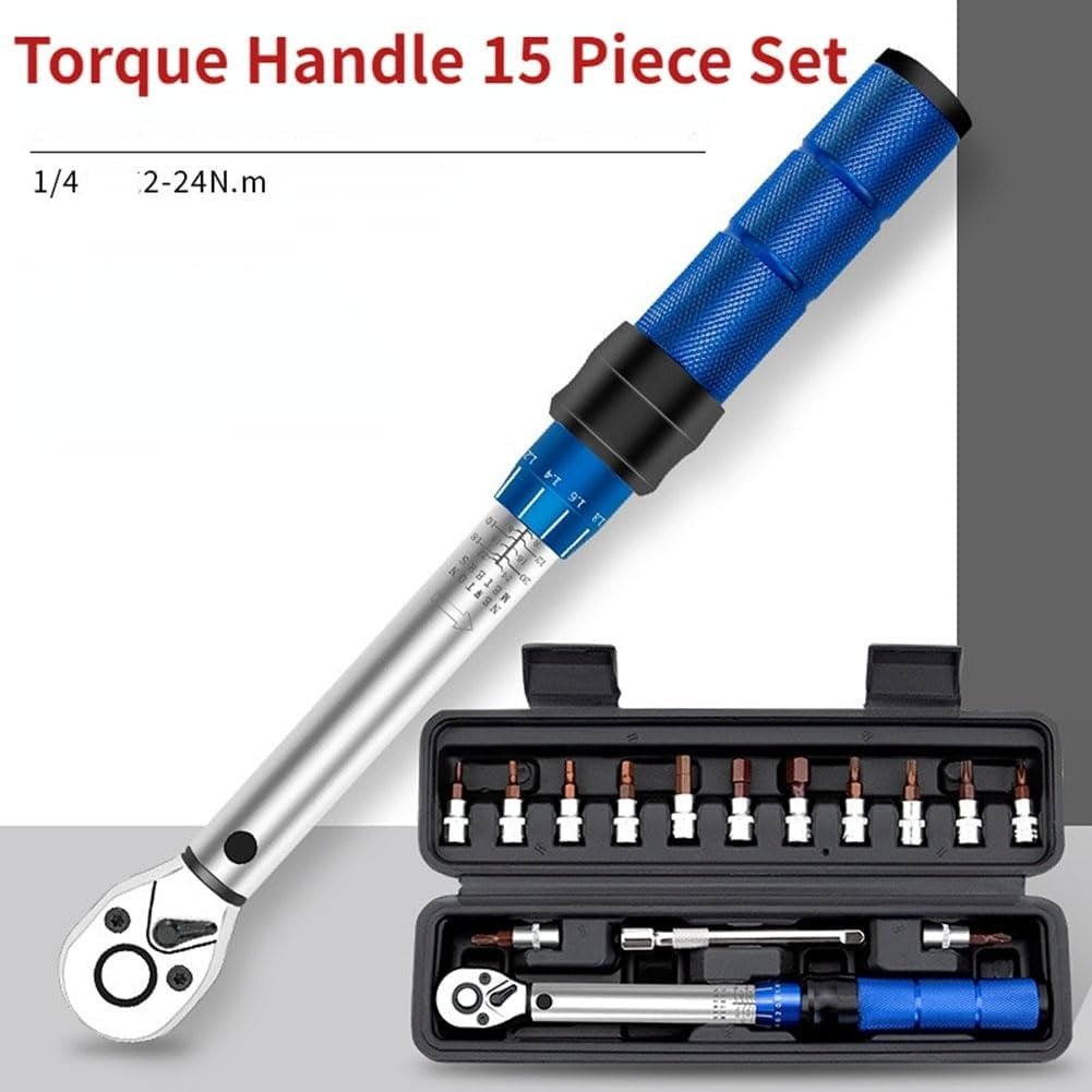 15PCS Torque Wrench Set – 1/4 Socket & Spanner Kit for Bike Repairs - Image 5