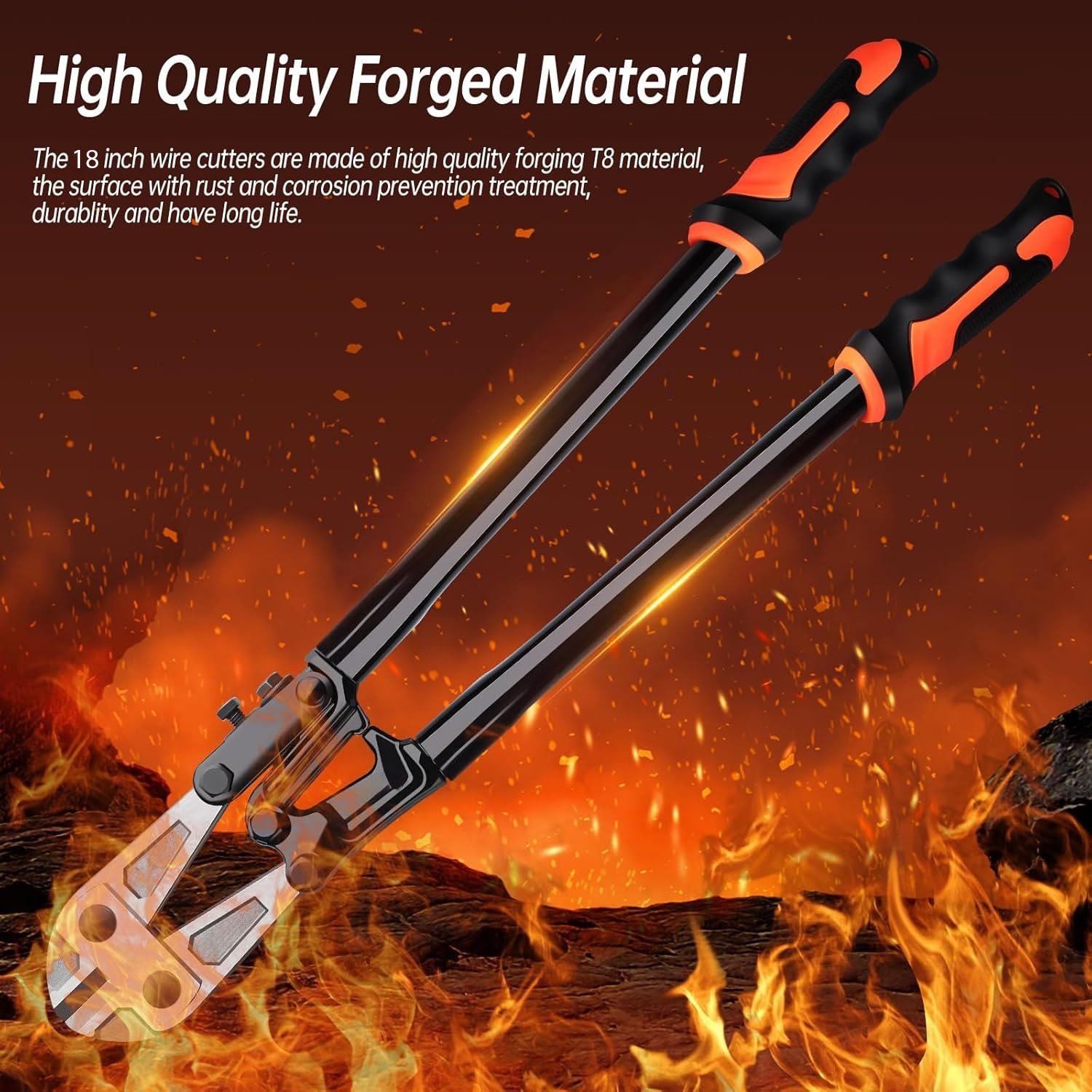 18 Inch Heavy Duty Bolt Cutter – Forged T8 Steel Blades with Non Slip Rubber Grip - Image 4