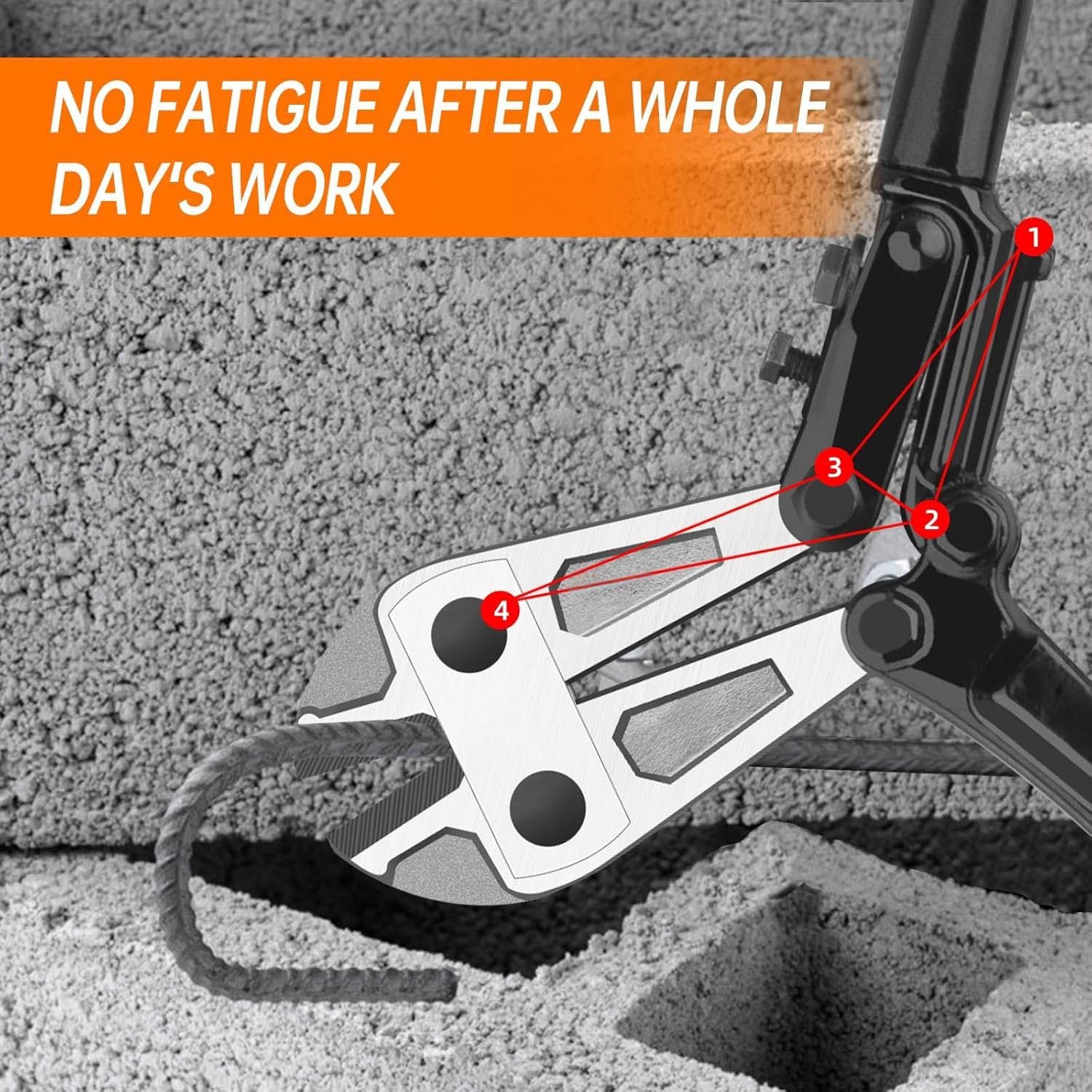 18 Inch Heavy Duty Bolt Cutter – Forged T8 Steel Blades with Non Slip Rubber Grip - Image 6