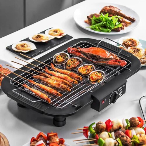 220V Portable Electric BBQ Grill – Smokeless Non-Stick BBQ Griddle for Home Cooking